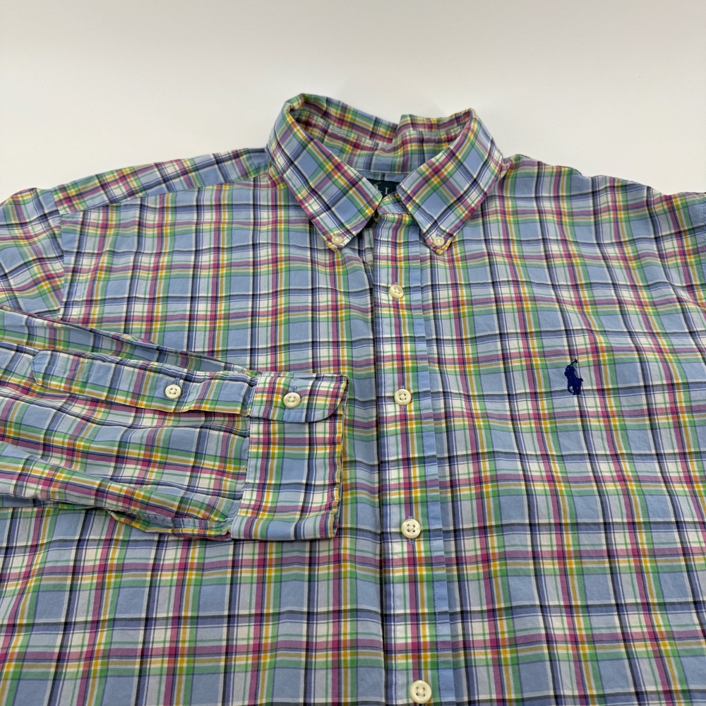 Polo Ralph Lauren Mens XL Classic Fit Plaid Button Down Shirt Multi Color Pony